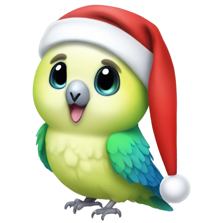 Budgie with Santa hat emoji