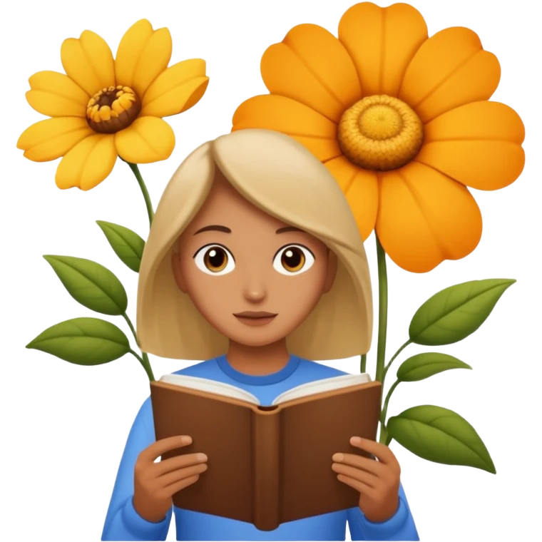 someone who's reading a panel to learn about a big tree/plant/flower emoji