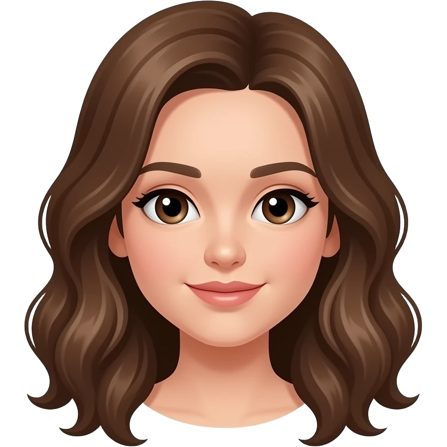 بنت شعرها بني ويفي وسط لون عيونها بني غامق emoji