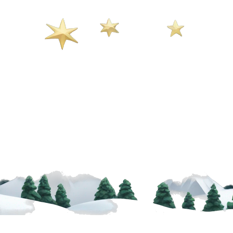 A landscape of snow mountains with three stars above the tallest mountain in the middle.  emoji