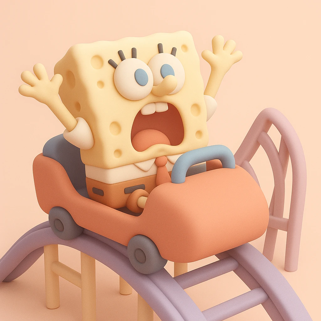 Bob l'éponge dans un montagnes russes qui cri  emoji