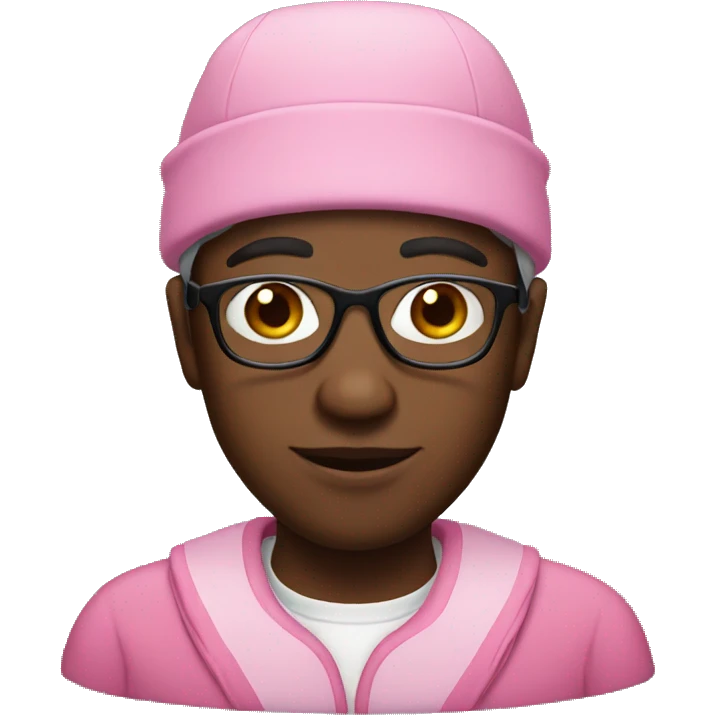 Black man with glasses and pink bonnet  emoji
