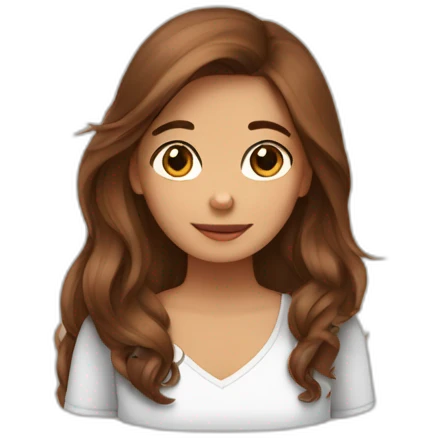 Girl with long brown hair and a dog little brabançon emoji