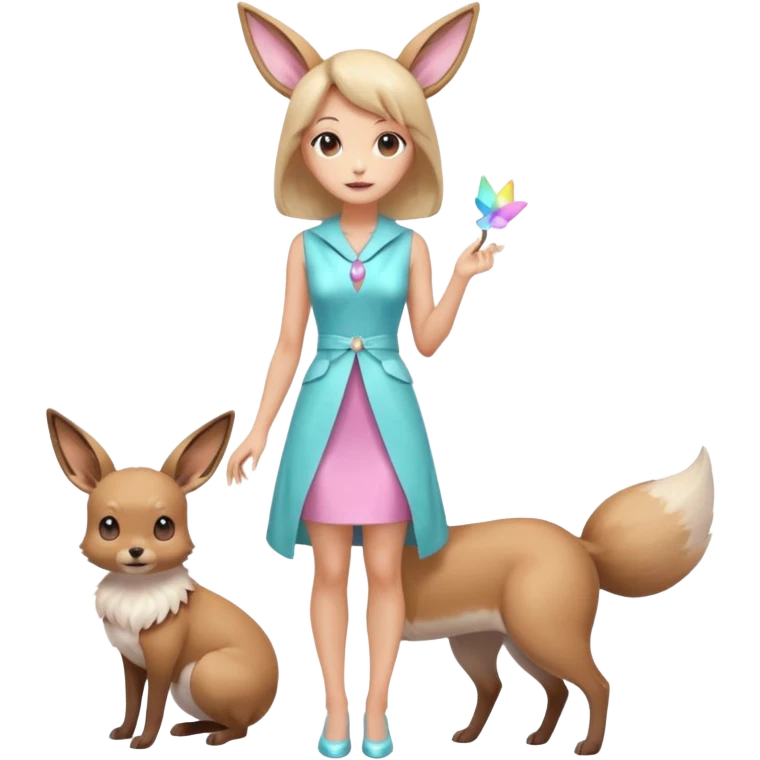 Kawaii Shiny Colorful Pastel Slender Elegant Sleek Thin Beautiful Gorgeous Pretty Mature Realistic Eevee Full Body emoji