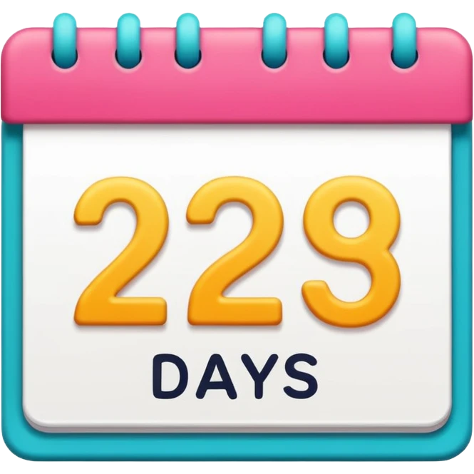 calendar with '2 days' in a playful font emoji