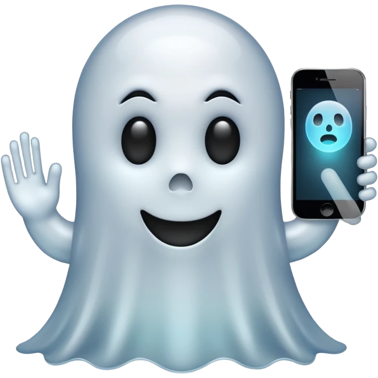 ghost emoji with a phone beside emoji