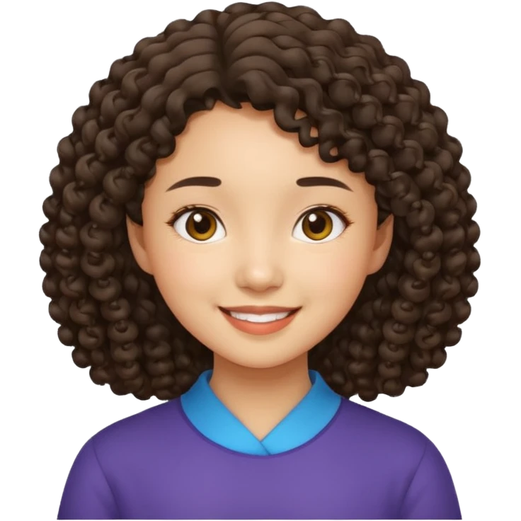 asian girl with young curly hair emoji