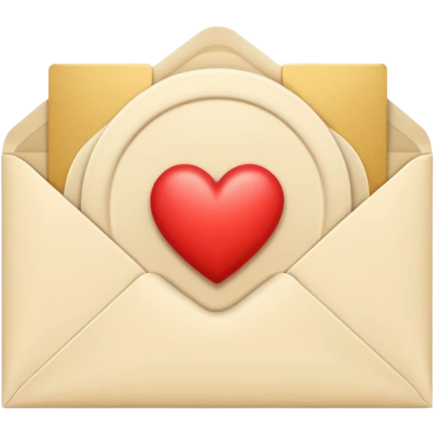 Cream-colored Letter Envelope with a heart creamy color in the middle emoji
