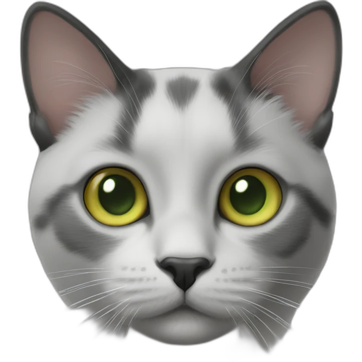 Black and white cat black face, white chin yellow green eyes emoji