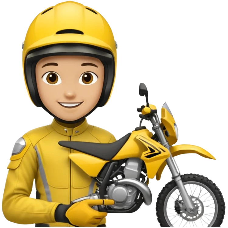 dirtbike rider in yellow gear signing autographs emoji