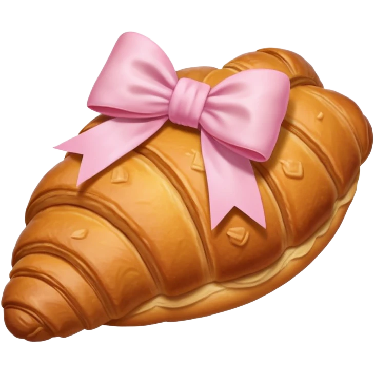 Croissant with light pink bow emoji