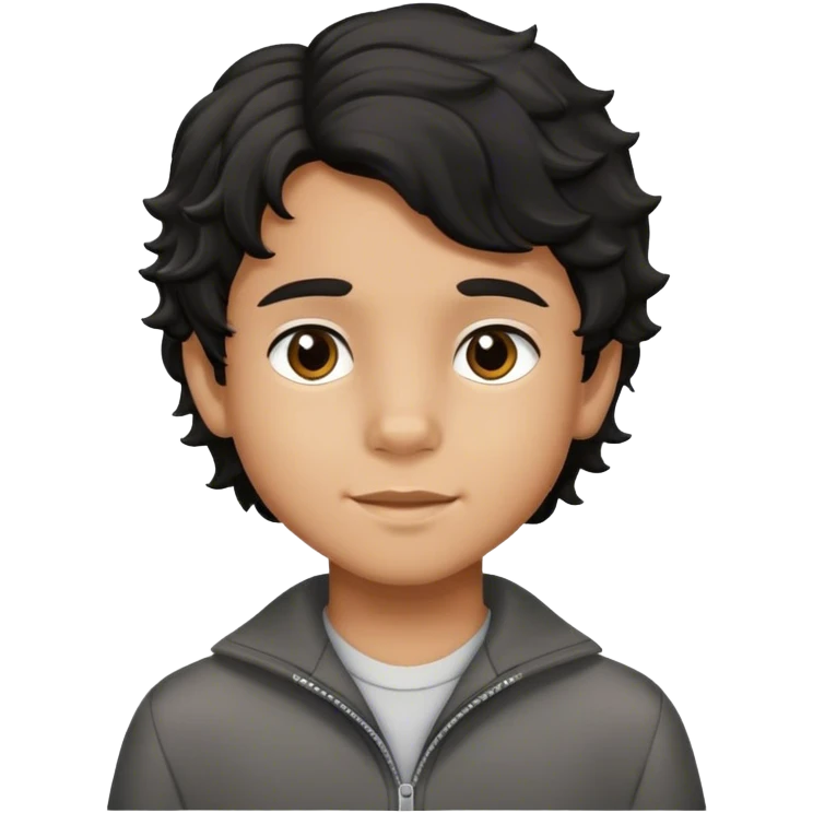 niño de 10 años con cabello con ondas negro emoji