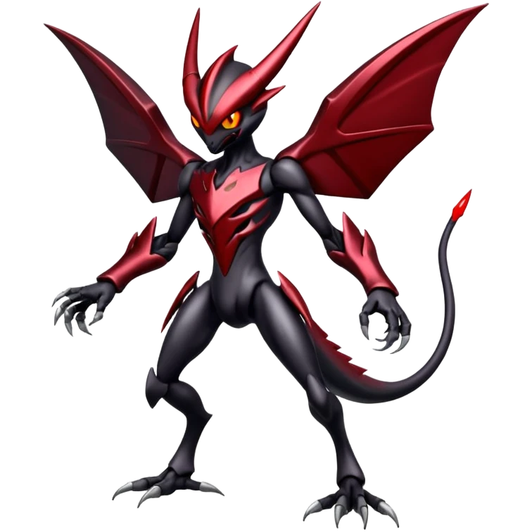 Futuristic shiny glossy edgy dark shady shadowy evil Scizor-Bisharp-Darkrai-Fakémon-hybrid-creature (full body)  emoji