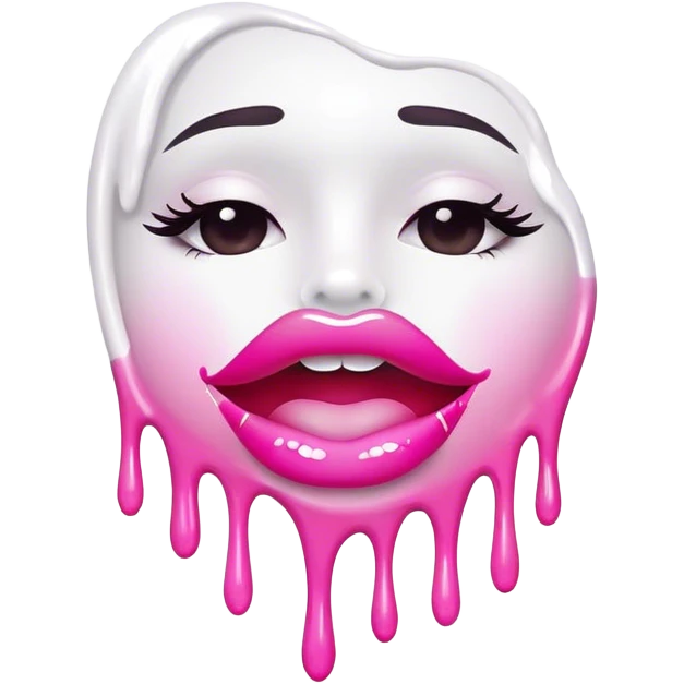 white paint dripping from floating pink ombre glossy lips emoji