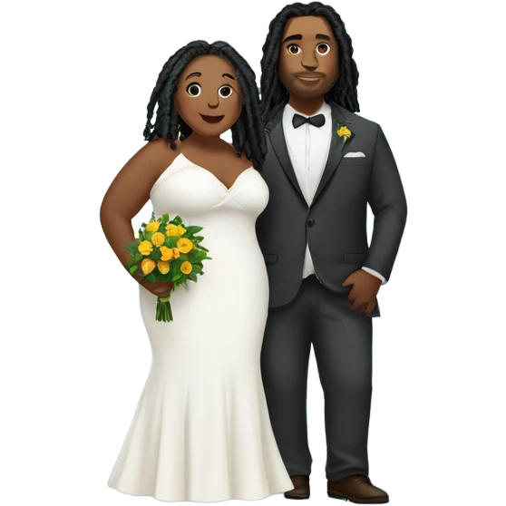 Plus size couple with locs wedding full body emoji