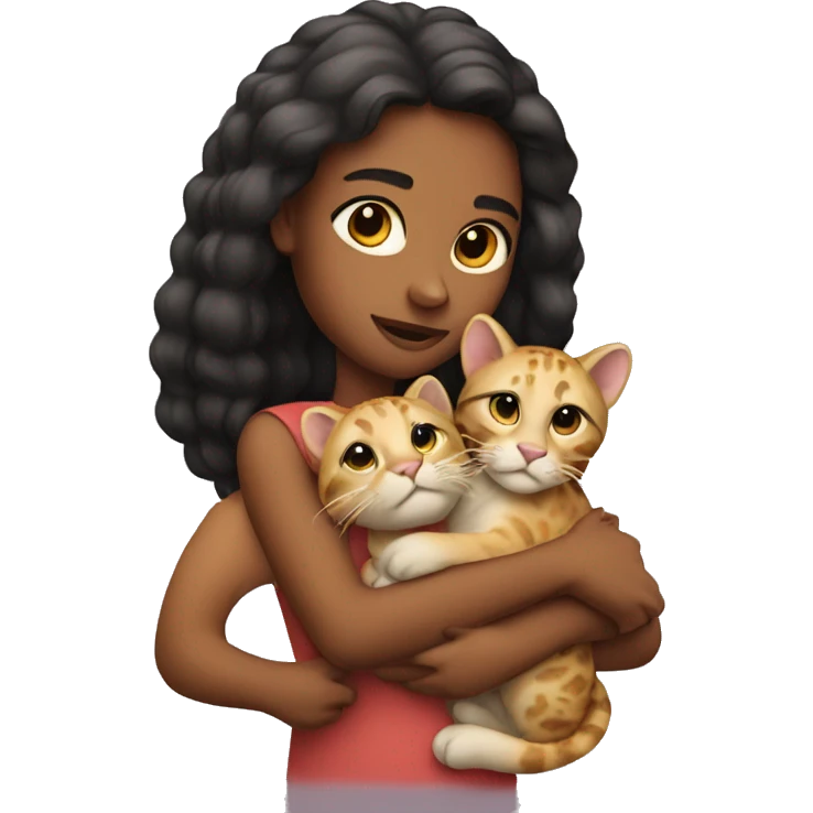 A girl with a big cat in her arms emoji