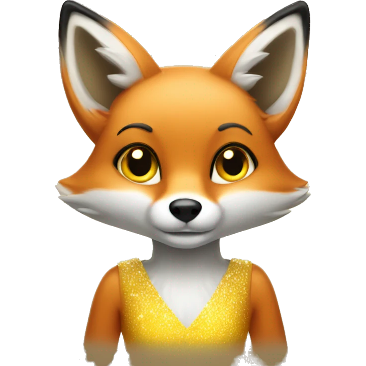 Red Fox wearing yellow sparkling dress emoji