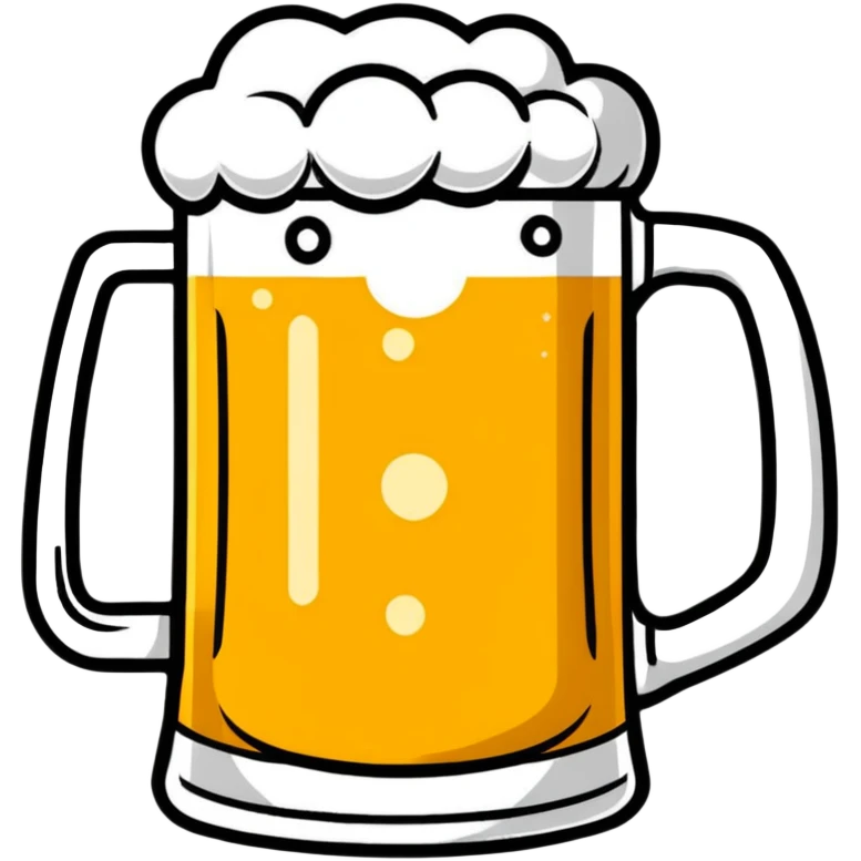 A happy beer mug with bubbles emoji