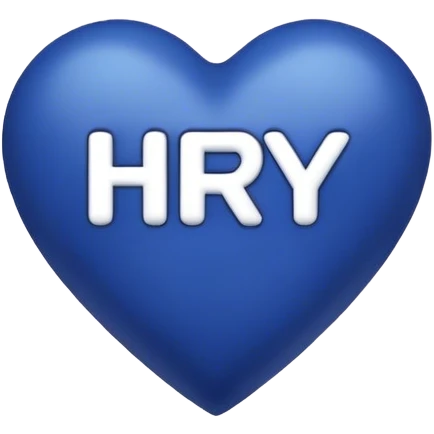 Dark blue heart with the words Hi Ry in the middle  emoji