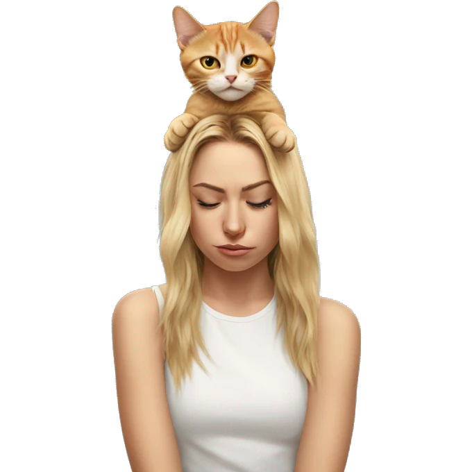 Cat on top of human head pulling her hair emoji