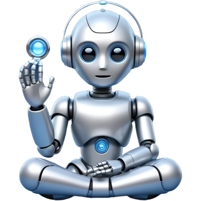 cute robot doing a thinking pose emoji