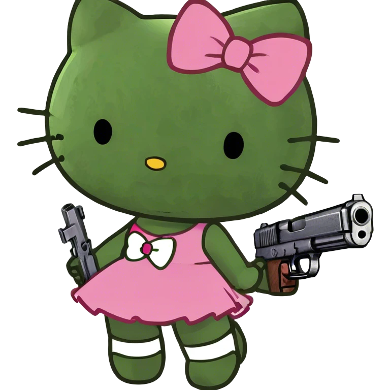 hello kitty holding a gun emoji
