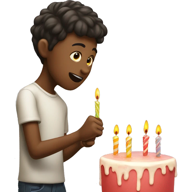 a boy blowing out his birthday candles emoji