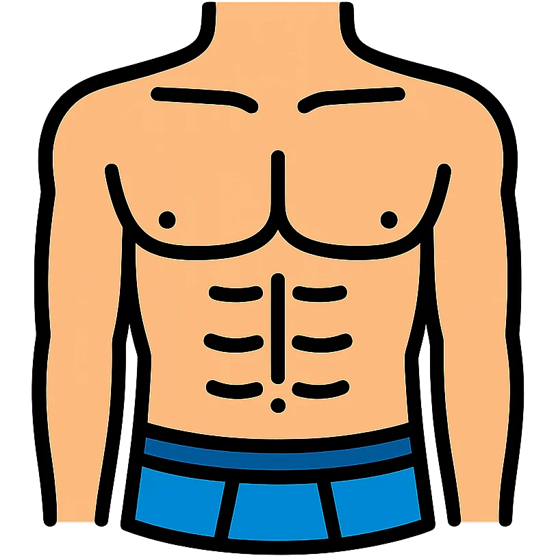 male torso point of view, lineal color icon with black outlines emoji