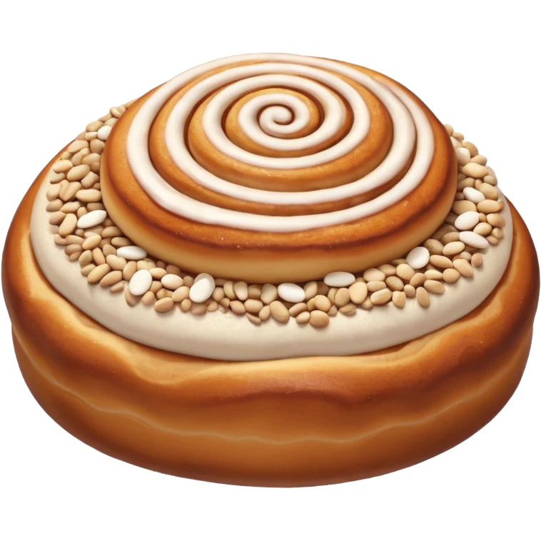cinnemon bun with a lots white sugar pebbles on top emoji