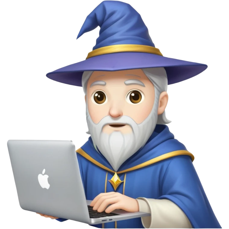 developer with macbook in wizzard hat emoji
