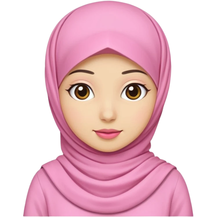 wanita hijab pink baju putih emoji