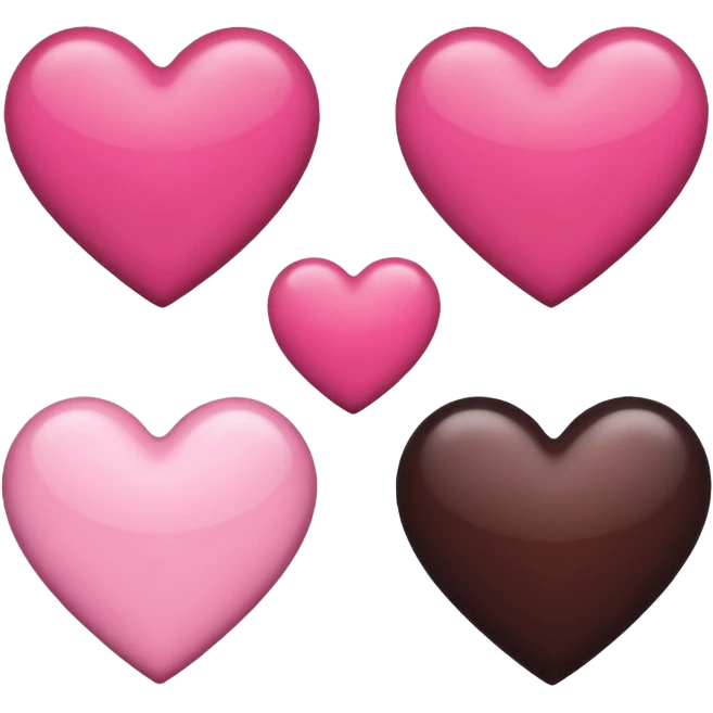 4 pink and dark brown hearts  emoji