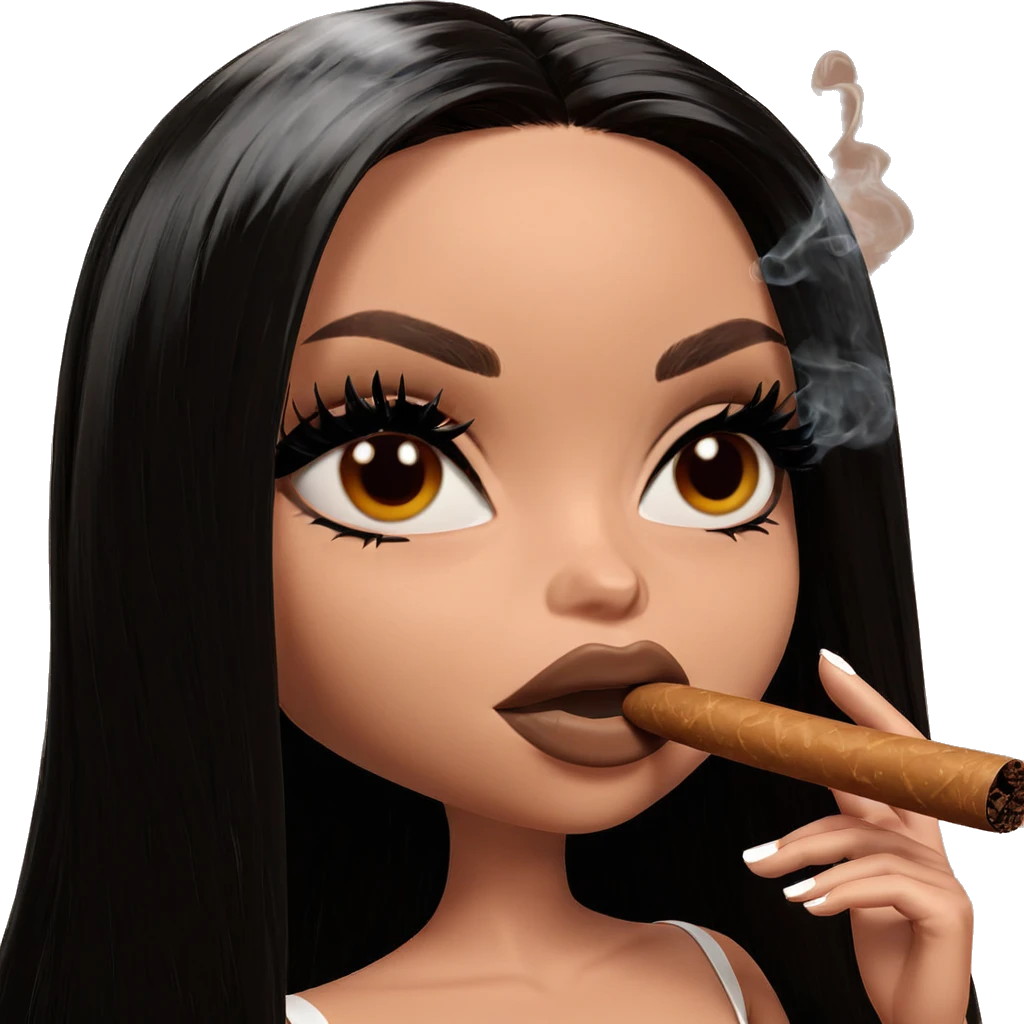 smoking beauty with brown eyes emoji