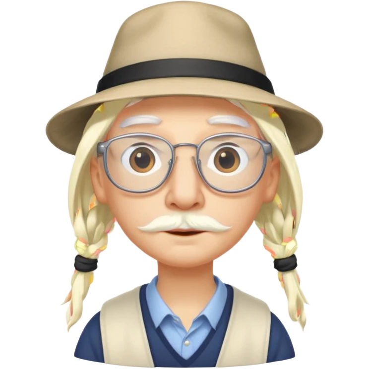 long hair stork with glasses and hat emoji
