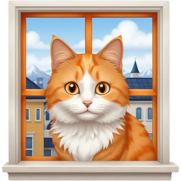 Window with cat on sill + warm lamp glow emoji