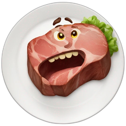 happy steak eating human on a plate emoji