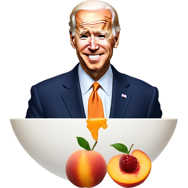 Joe Biden eating a peach emoji