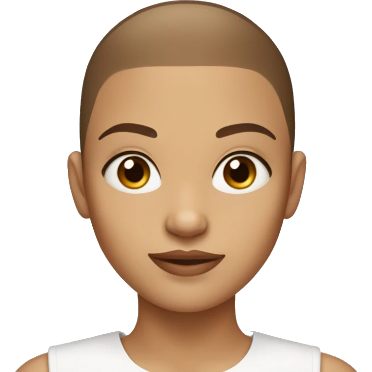 BLUE EYES BROWN BUZZ CUT LIGHT SKIN ROUND FACE GIRL emoji