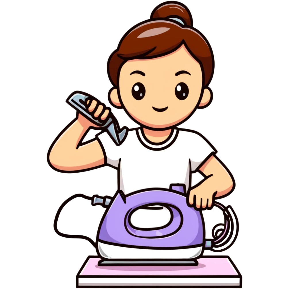 girl lifting a clothes iron emoji