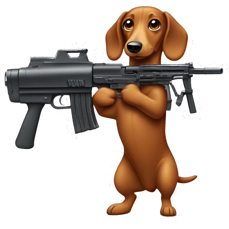 sausage dog with machine gun  emoji