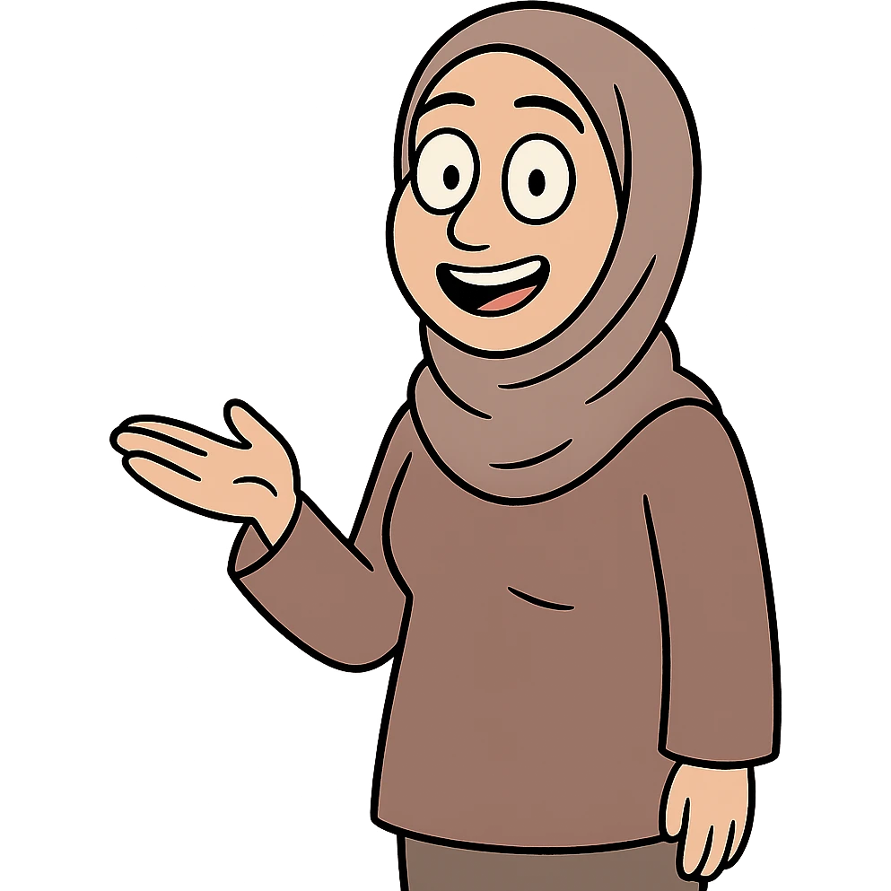 hijabi woman with medium fair skin, smiling, cartoon style emoji