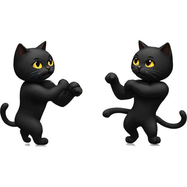 fight black two cat emoji