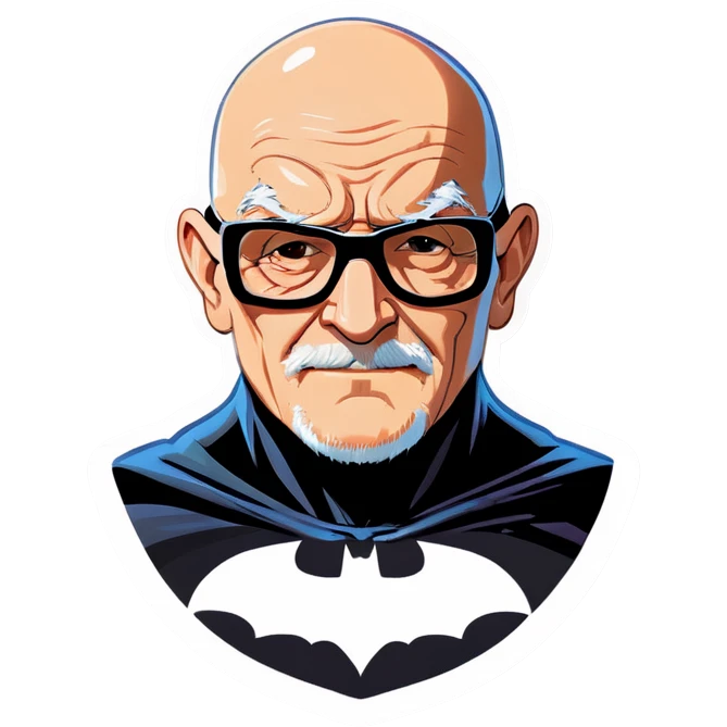 Old man wearing Batman cowl  with bald head and glasses emoji