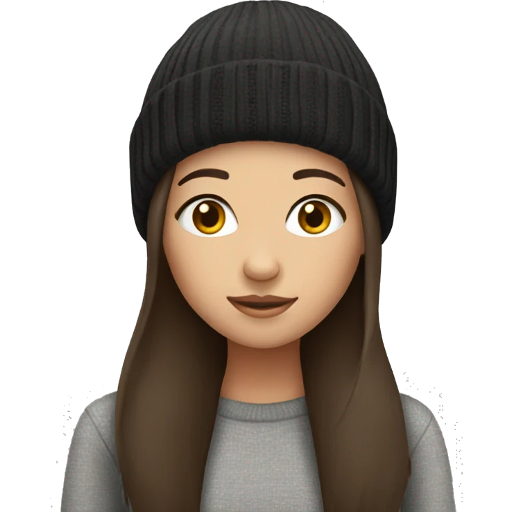Brunette girl in beanie hat emoji
