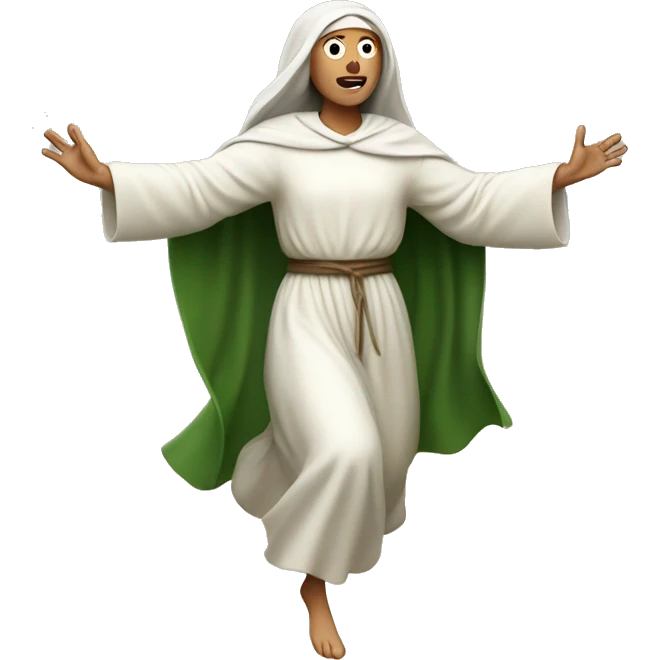 saint brigid running, with a large stride and arms outstretched emoji