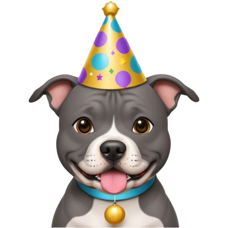 GREY STAFFORDSHIRE BULL TERRIER NEW YEARS emoji