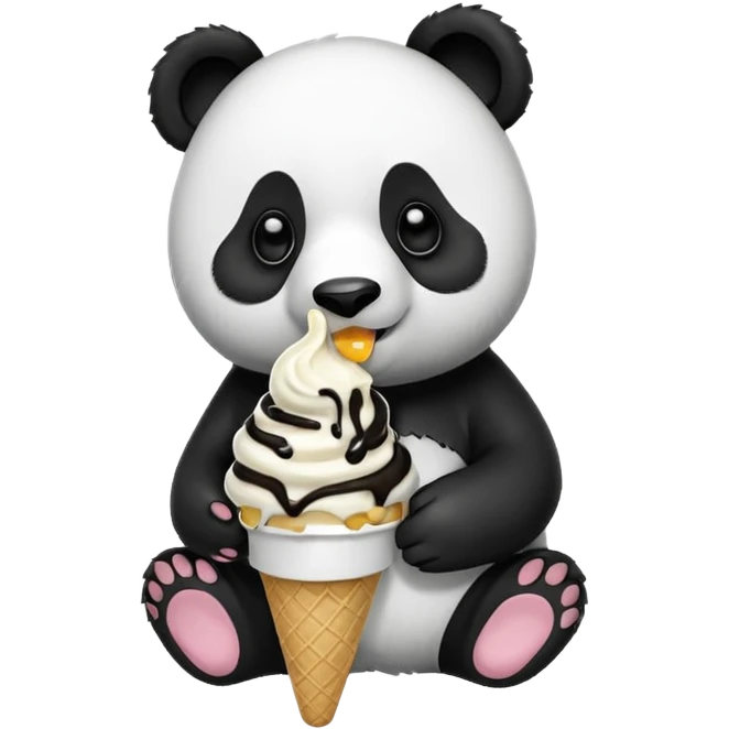 Panda eating ice cream emoji