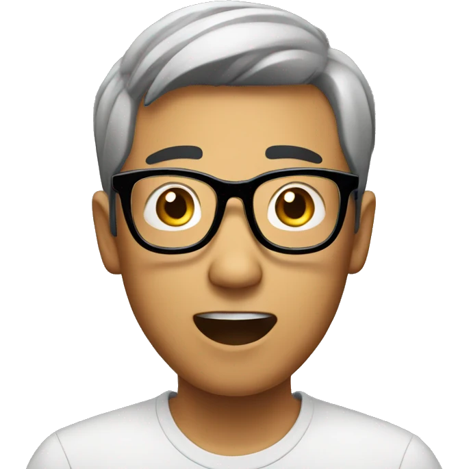 asian guy with glasses surprised emoji