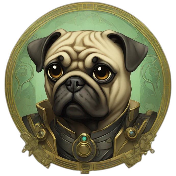A cyberpunk pug in Art Nouveau style during 1910 emoji