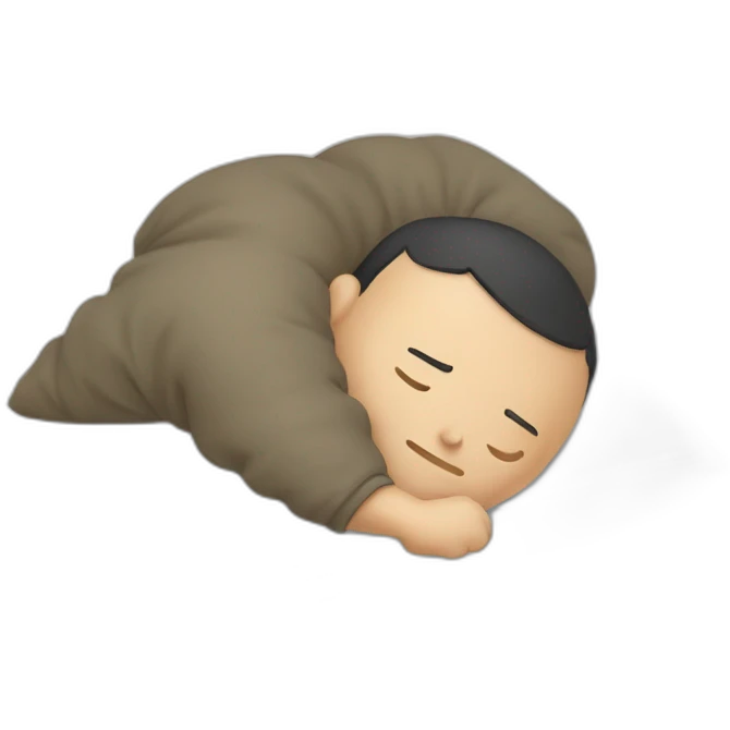 a Korean sleeping with a pillow between his feet emoji